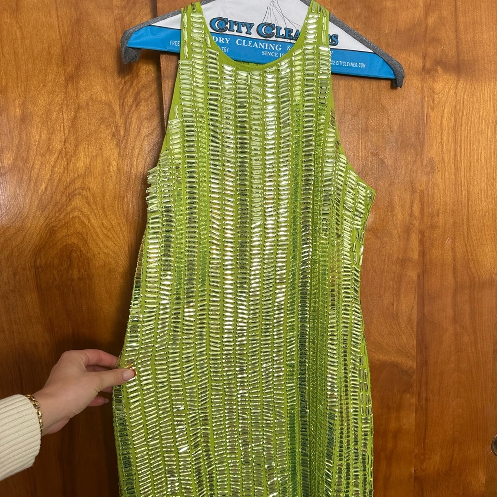 Embellished Green Mini Dress